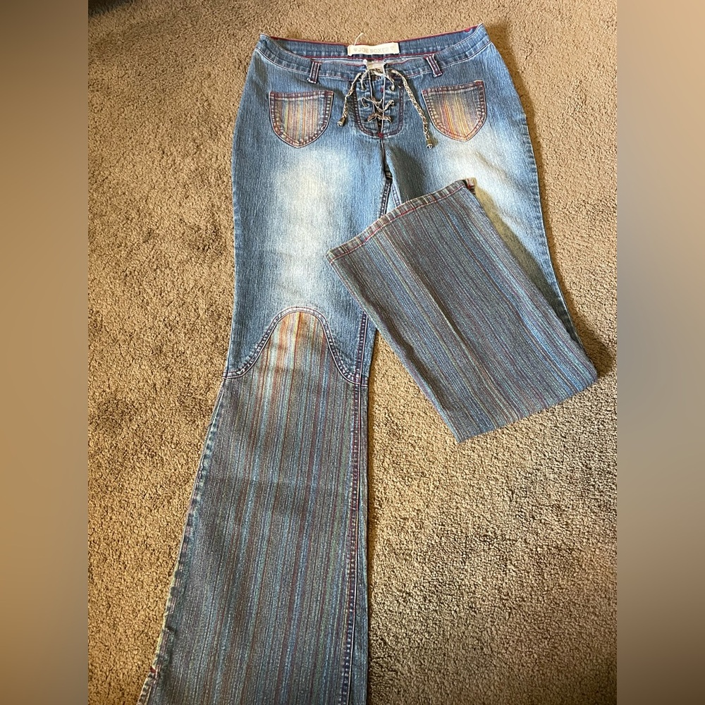 Joe Boxer Blue Flare Wide Leg Jeans